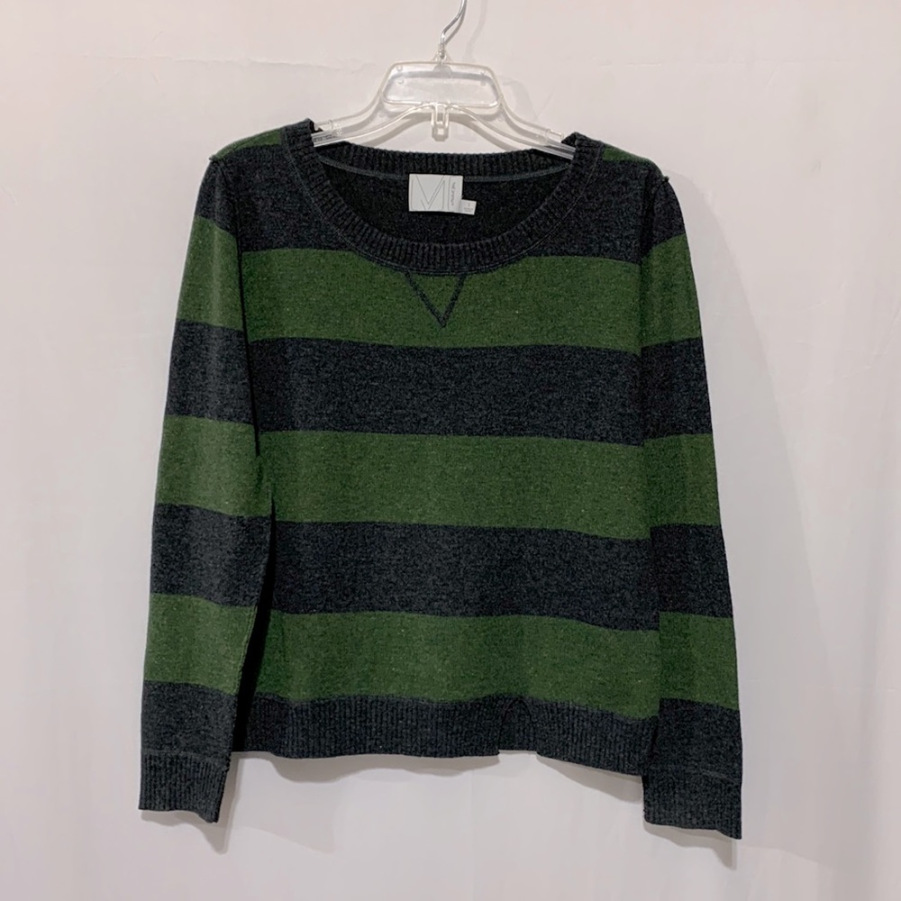 MICHAEL Stars cashmere extrafine wool sweater in stripes with elbow patch women